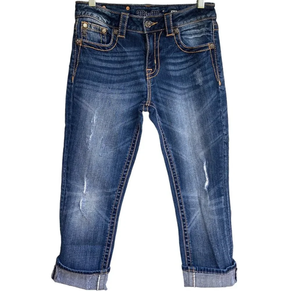 Miss Me JE5014F432 Flare Jeans Distressed Dark 26 - Picture 1 of 16